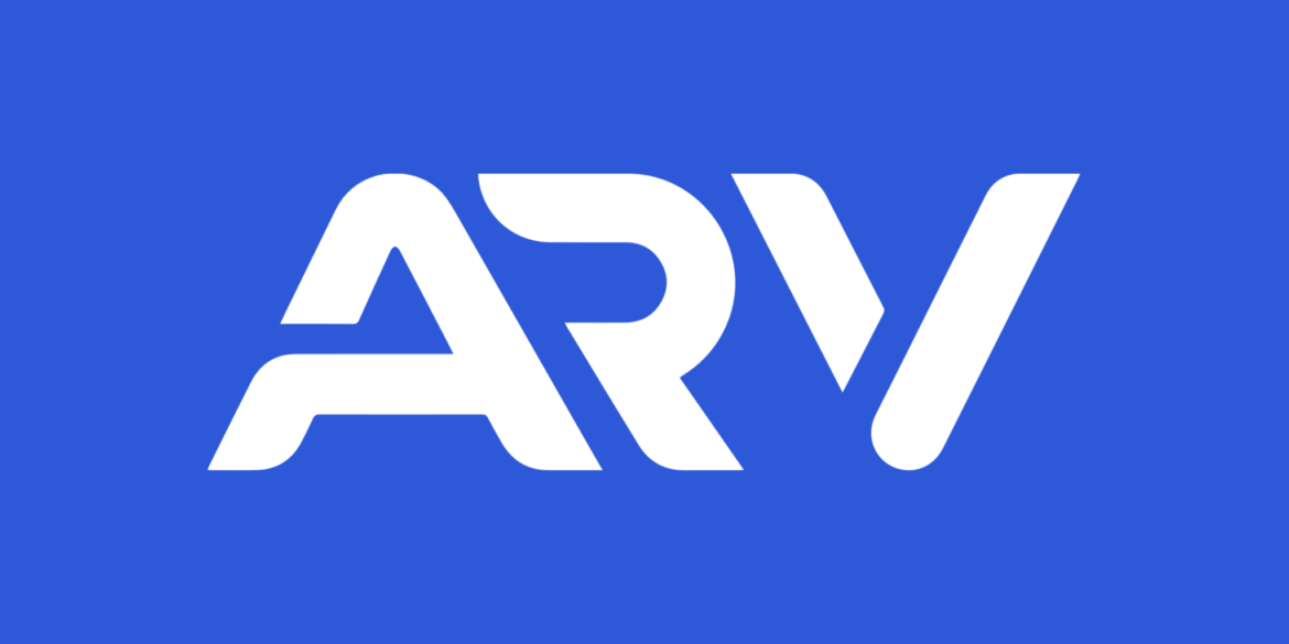 ARV logo in white on a blue background.