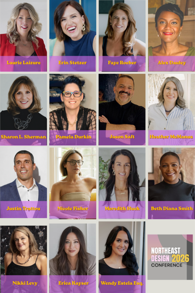 Speaker lineup for the Northeast Design Conference 2026 featuring headshots of presenters and conference branding.