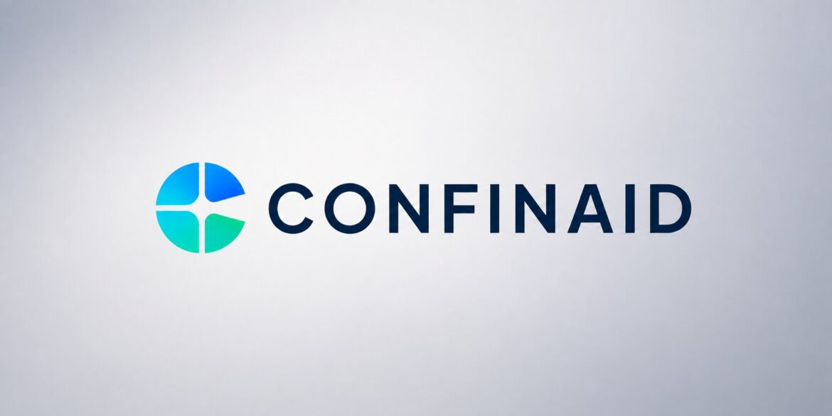 Confinaid logo with blue and green circular symbol on a light background.
