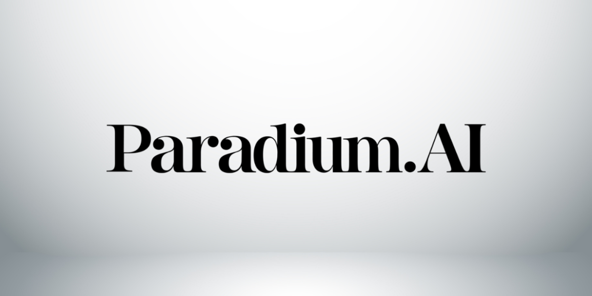 Paradium.AI logo in black lettering centered on a light gray background.